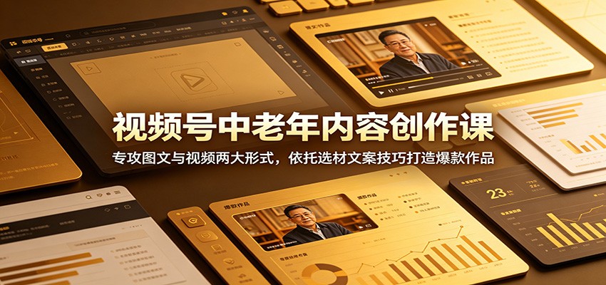 视频号中老年内容创作课：专攻图文与视频两大形式，依托选材文案技巧打造爆款作品-轻创星球网