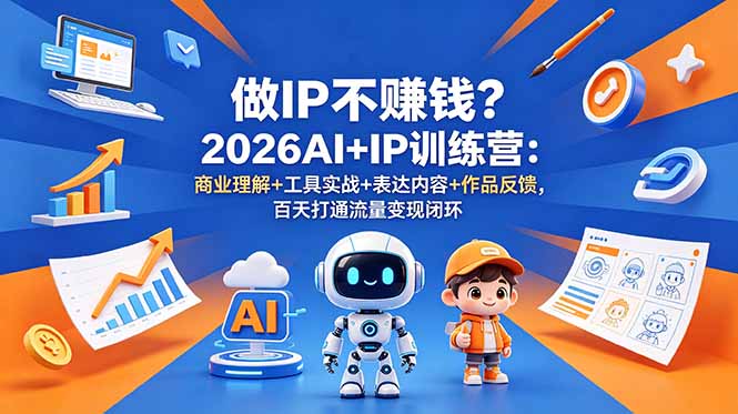 做IP不赚钱?2026AI+IP训练营:商业理解+工具实战+表达内容+作品反馈,百天打通流量变现闭环-轻创星球网