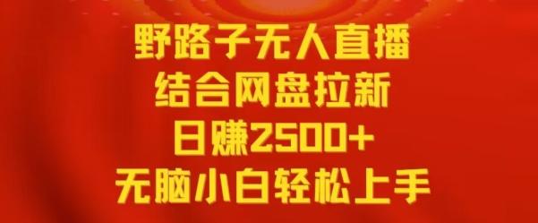 野路子无人直播结合网盘拉新，日赚2500+，小白无脑轻松上手【揭秘】-轻创星球网