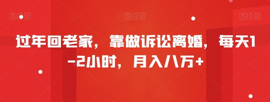 过年回老家，靠做诉讼离婚，每天1-2小时，月入八万+-轻创星球网