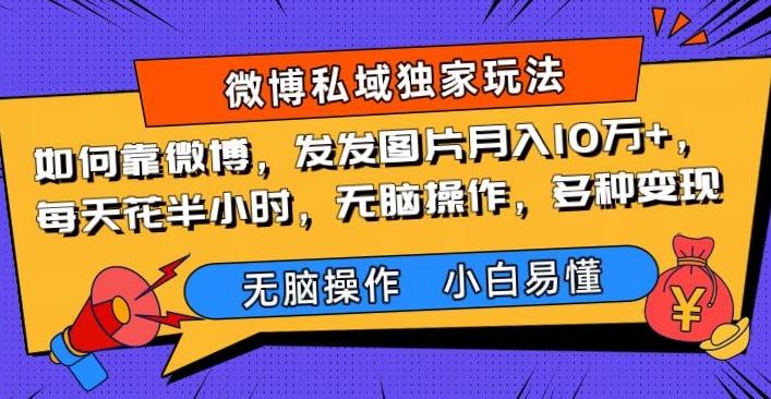 如何靠微博，发发图片月入10万+，‌每天花半小时，无脑操作，多种变现-轻创星球网