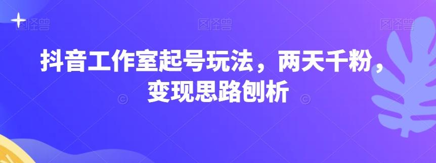抖音工作室起号玩法，两天千粉，变现思路刨析-轻创星球网