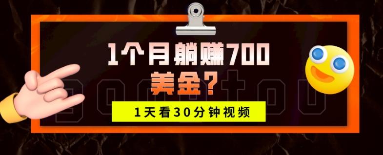 1天看30分钟视频，1个月躺赚700美金？-轻创星球网