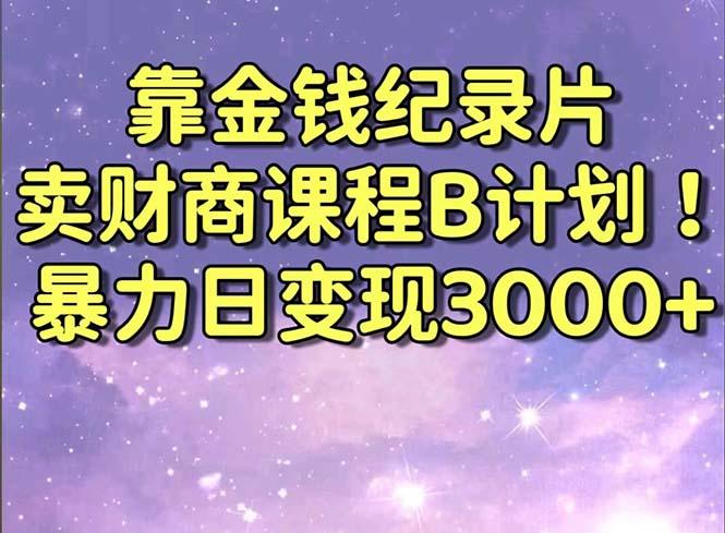 靠金钱纪录片卖财商课程B计划！暴力日变现3000+，喂饭式干货教程！-轻创星球网