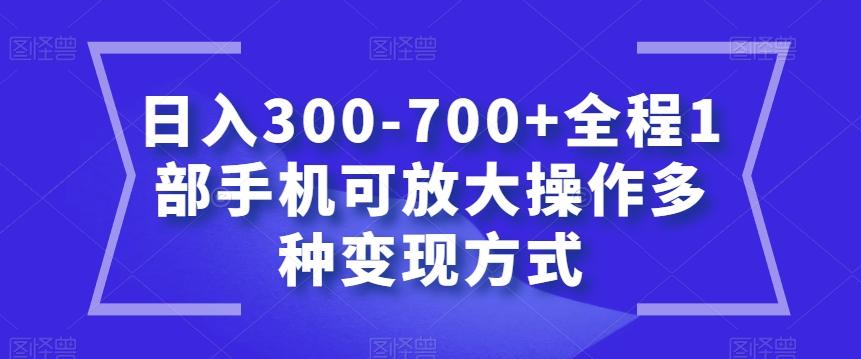 日入300-700+全程1部手机可放大操作多种变现方式【揭秘】-轻创星球网