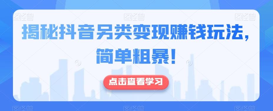 揭秘抖音另类变现赚钱玩法，简单粗暴！-轻创星球网
