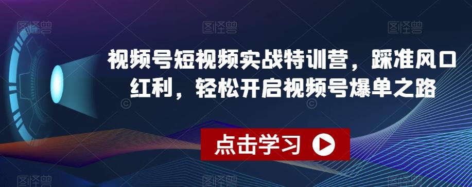视频号短视频实战特训营，踩准风口红利，轻松开启视频号爆单之路-轻创星球网