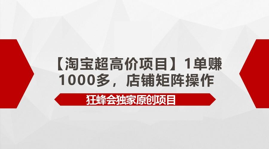 【淘宝超高价项目】1单赚1000多，店铺矩阵操作-轻创星球网
