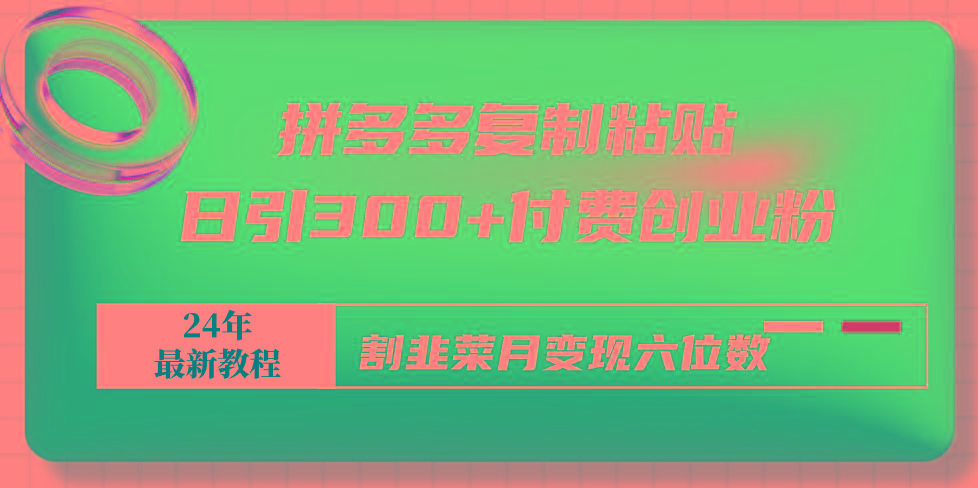 拼多多复制粘贴日引300+付费创业粉，割韭菜月变现六位数最新教程！-轻创星球网