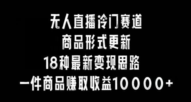 无人直播冷门赛道，商品形式更新，18种变现思路，一件商品赚取收益10000+【揭秘】-轻创星球网