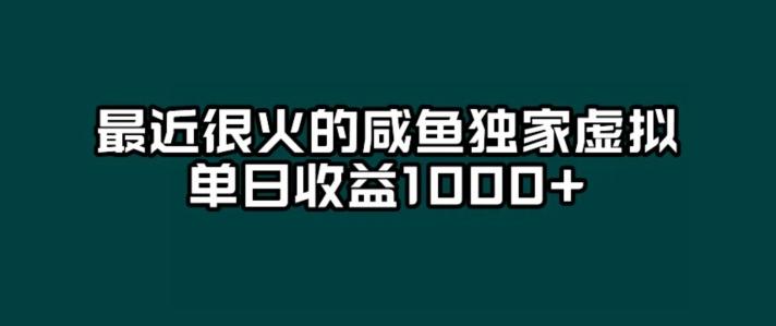 最近很火的咸鱼独家虚拟，单日收益1000+-轻创星球网