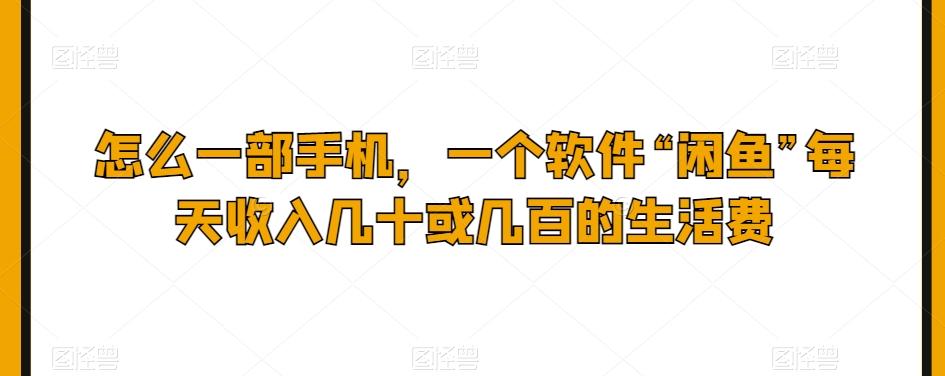 怎么一部手机，一个软件“闲鱼”每天收入几十或几百的生活费-轻创星球网