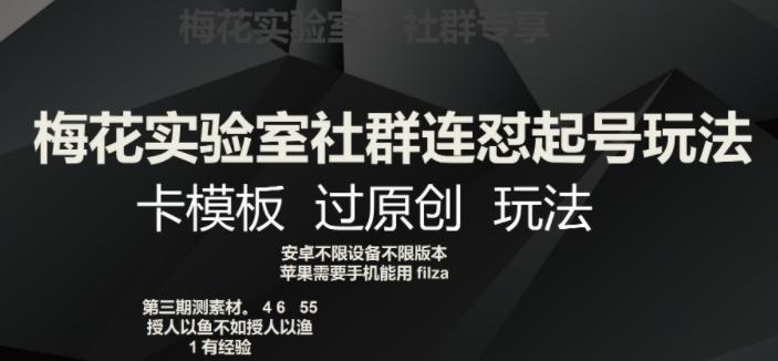 梅花实验室社群连怼起号玩法,卡模板过原创玩法【揭秘】-轻创星球网