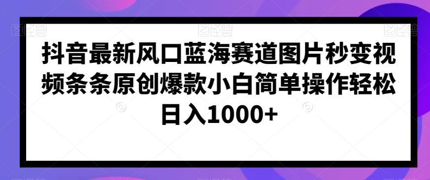 抖音最新风口蓝海赛道图片秒变视频条条原创爆款小白简单操作轻松日入1000+-轻创星球网
