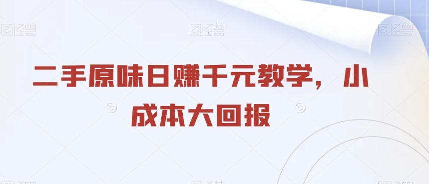 二手原味日赚千元教学，小成本大回报-轻创星球网