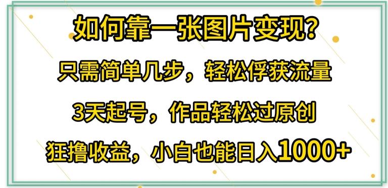 如何靠一张图片变现?只需简单几步，轻松俘获流量，3天起号，作品轻松过原创【揭秘】-轻创星球网