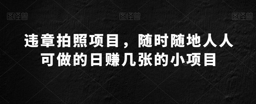 违章拍照项目，随时随地人人可做的日赚几张的小项目-轻创星球网