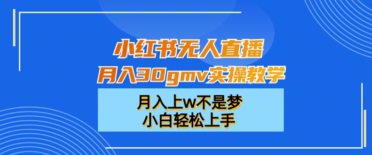 小红书无人直播月入30gmv实操教学，月入上w不是梦，小白轻松上手【揭秘】-轻创星球网