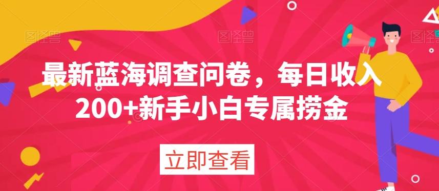 最新蓝海调查问卷，每日收入200+新手小白专属捞金-轻创星球网