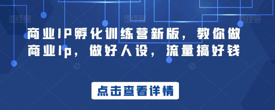 商业IP孵化训练营新版，教你做商业Ip，做好人设，流量搞好钱-轻创星球网