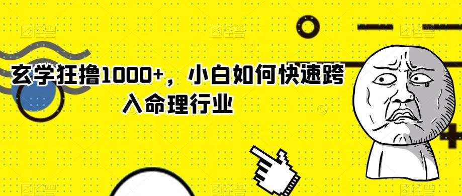 玄学狂撸1000+，小白如何快速跨入命理行业-轻创星球网