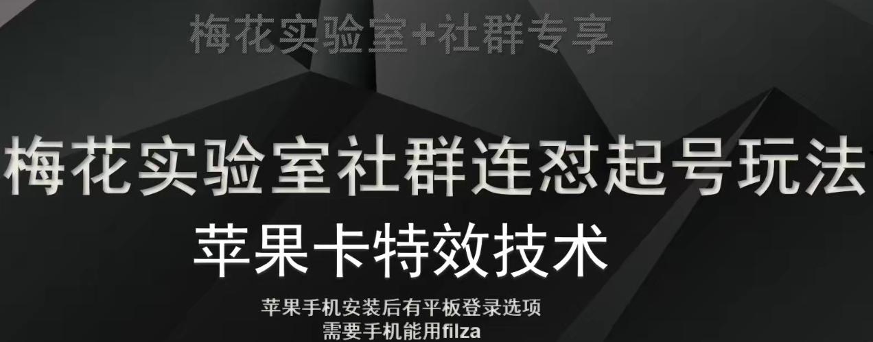 梅花实验室社群视频号连怼起号玩法,最新苹果卡特效技术-轻创星球网