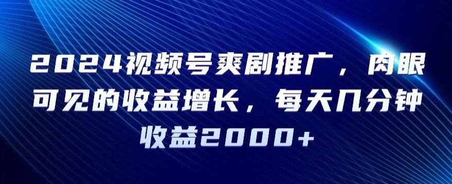 2024视频号爽剧推广，肉眼可见的收益增长，每天几分钟收益2000+【揭秘】-轻创星球网