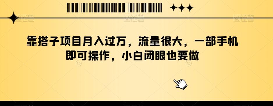 靠搭子项目月入过万，流量很大，一部手机即可操作，小白闭眼也要做-轻创星球网