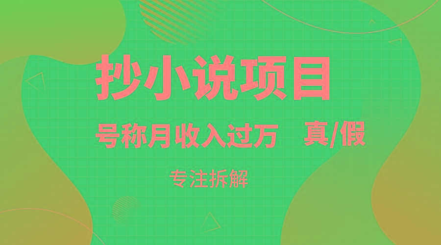 抄小说项目,号称月入过万,到底是否真实,能不能做,详细拆解-轻创星球网