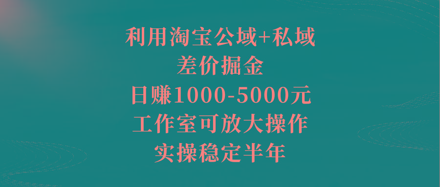 利用淘宝公域+私域差价掘金，日赚1000-5000元，工作室可放大操作，实操...-轻创星球网