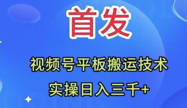 全网首发:视频号平板搬运技术,实操日入三千+-轻创星球网