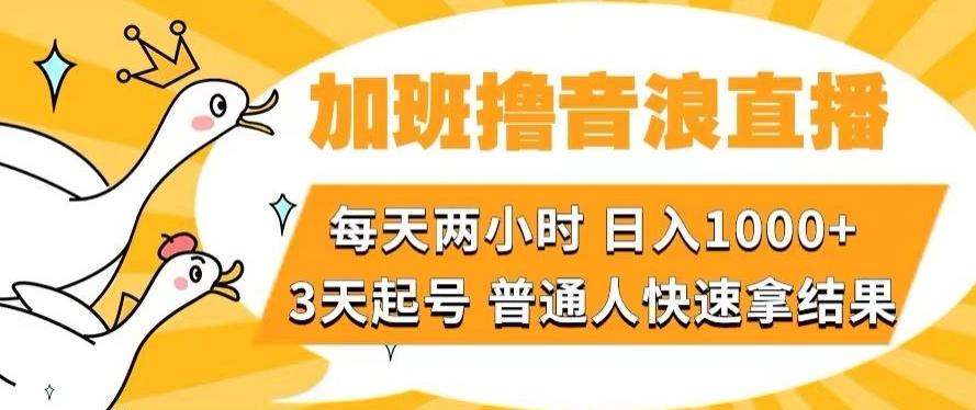 加班撸音浪直播，每天两小时，日入1000+，直播话术才3句，3天起号，普通人快速拿结果【揭秘】-轻创星球网