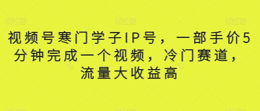 视频号寒门学子IP号，一部手价5分钟完成一个视频，冷门赛道，流量大收益高【揭秘】-轻创星球网