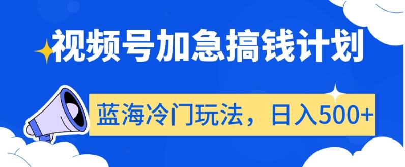 视频号加急搞钱计划，蓝海冷门玩法，日入500+【揭秘】-轻创星球网