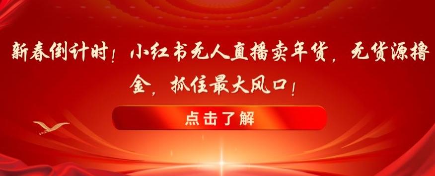 新春倒计时！小红书无人直播卖年货，无货源撸金，抓住最大风口【揭秘】-轻创星球网