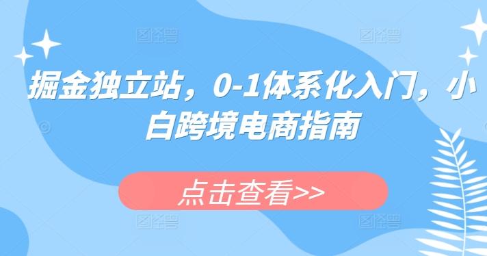 掘金独立站，0-1体系化入门，小白跨境电商指南-轻创星球网