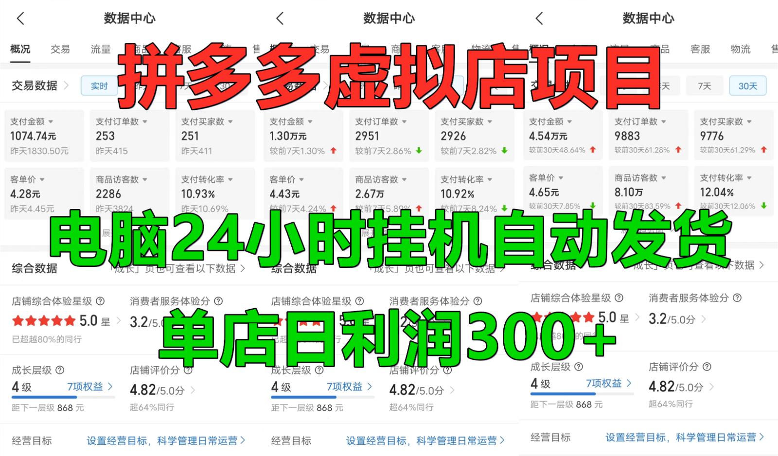 拼多多虚拟店铺项目，电脑挂机自动发货，单店日利润300+-轻创星球网