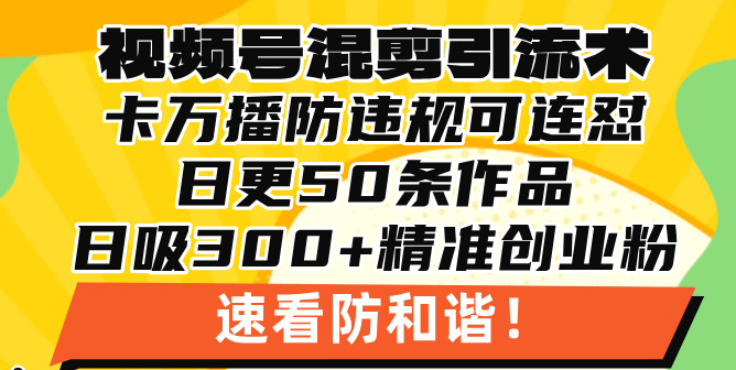 视频号混剪引流技术，500万播放引流17000创业粉，操作简单当天学会-轻创星球网
