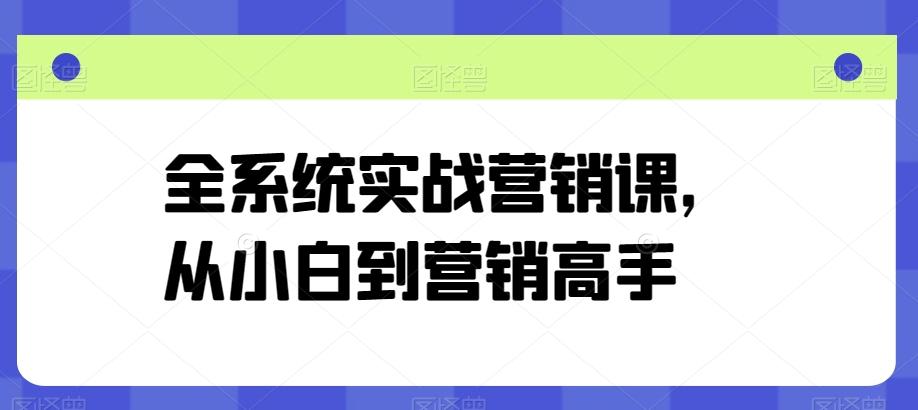 全系统实战营销课，从小白到营销高手-轻创星球网