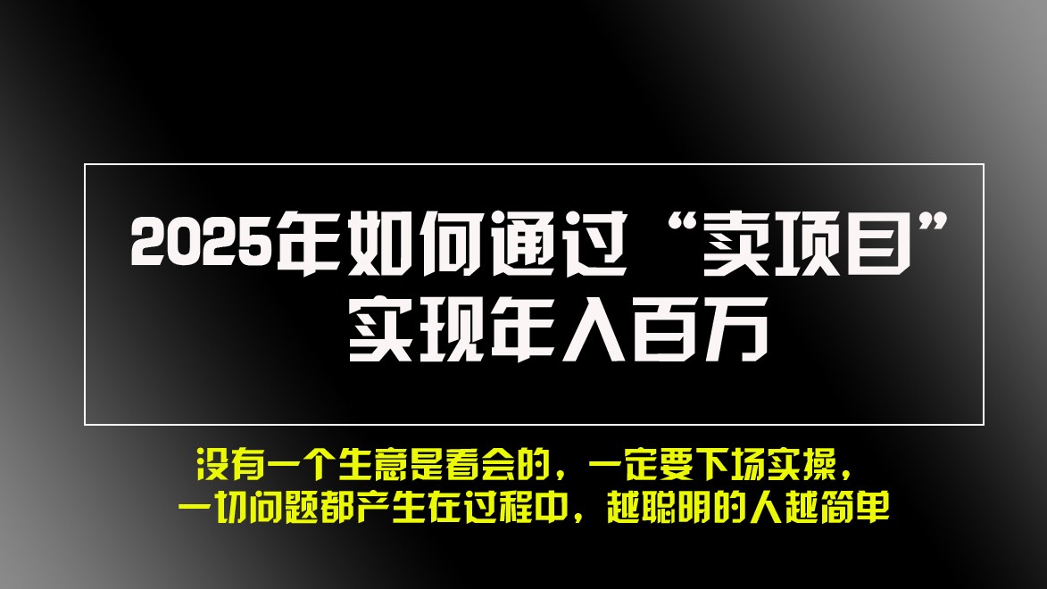 2025年如何通过“卖项目”实现年入百万-轻创星球网
