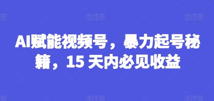 AI赋能视频号，暴力起号秘籍，15 天内必见收益【揭秘】-轻创星球网