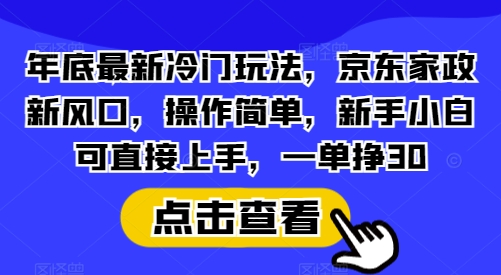 年底最新冷门玩法,京东家政新风口,操作简单,新手小白可直接上手,一单挣30【揭秘】-轻创星球网