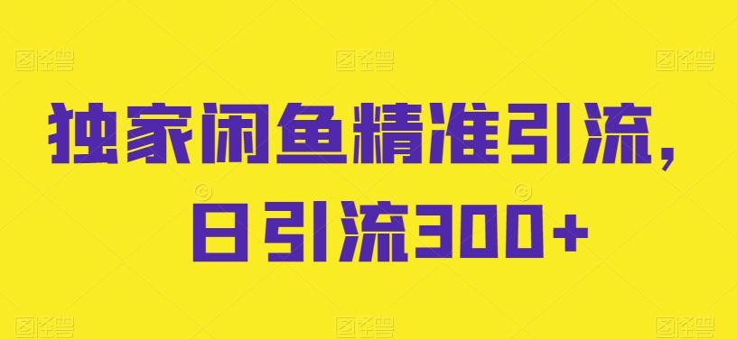 独家闲鱼精准引流，日引流300+【揭秘】-轻创星球网