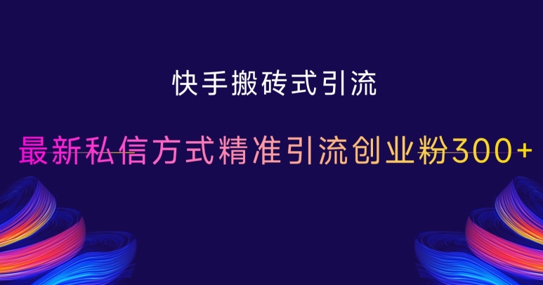 快手搬砖式引流，最新私信方式精准引流创业粉300+-轻创星球网