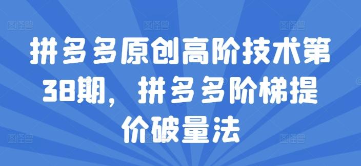 拼多多原创高阶技术第38期，拼多多阶梯提价破量法-轻创星球网