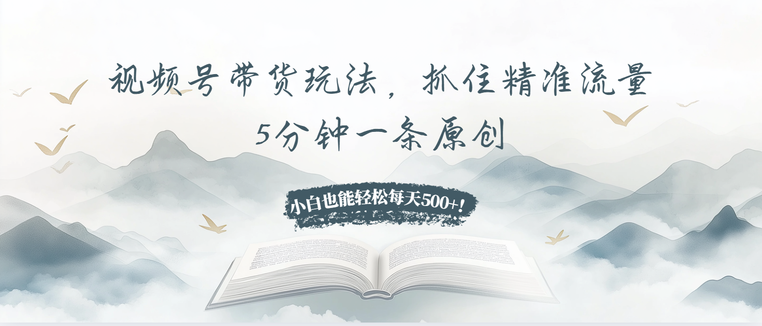 视频号带货玩法，抓住精准流量，5分钟一条原创，小白也能轻松每天500+！-轻创星球网