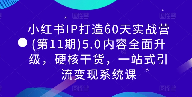 小红书IP打造60天实战营(第11期)5.0​内容全面升级，硬核干货，一站式引流变现系统课-轻创星球网