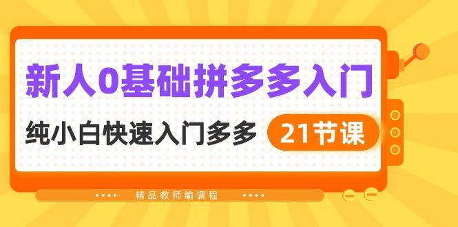新人0基础拼多多入门，​纯小白快速入门多多(21节课-轻创星球网
