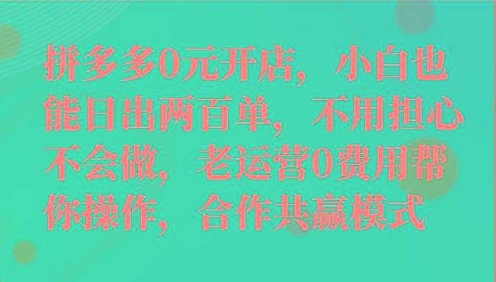 最新拼多多优质项目小白福利，两天销量过百单，不收费、老运营代操作-轻创星球网