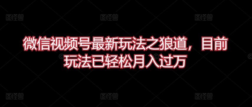 微信视频号最新玩法之狼道，目前玩法已轻松月入过万【揭秘】-轻创星球网